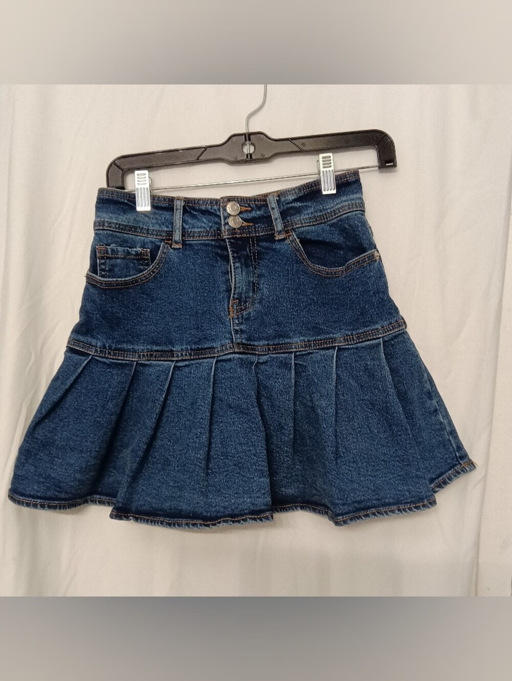 wild fable Dark Blue Denim Pleated Mini Skirt